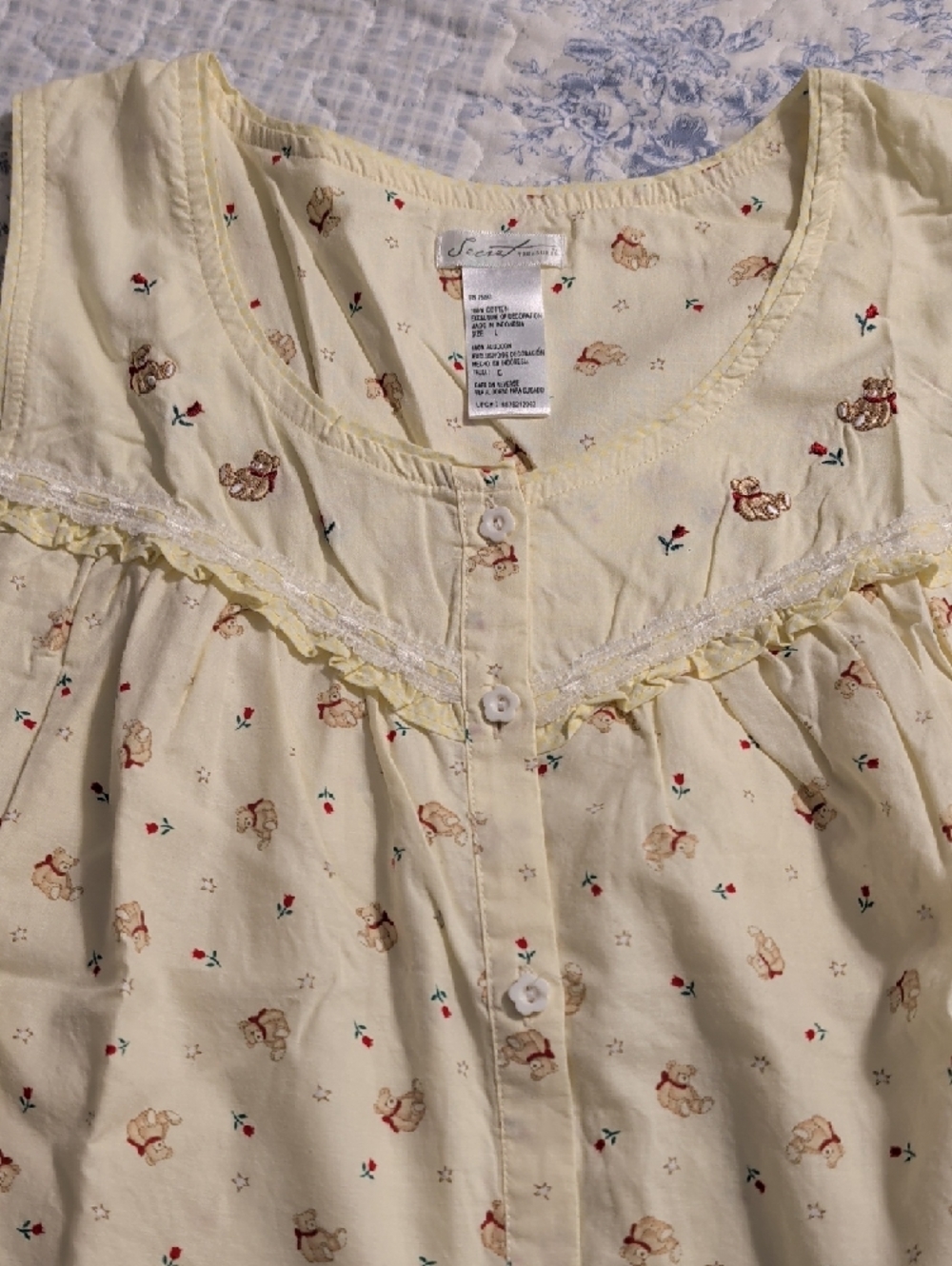 Secret Treasures Yellow Floral & Bear Pajama Set - Picture 3 of 8